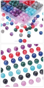 Close-up of starry gradient resin beads with glitter texture for DIY jewelry making