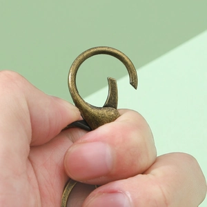 Vintage bronze lobster clasp keychain set with flat key ring and spring hook hardware