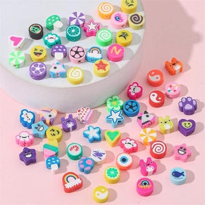Perline in Argilla Polimerica Colori Misti Cuore Smiley Nuvola Frutta Stella DIY Fatto a Mano Braccialetto Collana Gioielli