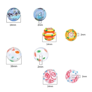 Perles en verre peintes à la main en plusieurs couleurs pour bijoux DIY, 14mm à 16mm