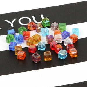 Faceted Square Glass Crystal Beads For DIY Jewelry Making Cube Loose Spacers For Bracelet Necklace Handmade Craft Supplies