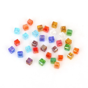 Multi-colored faceted square glass crystal beads for DIY handmade jewelry crafts