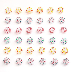 Perles de verre creuses faites main avec points colorés pour bijoux DIY en grille 6x6