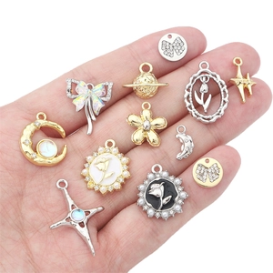 Mixed alloy star and heart charms for DIY jewelry making in gold and silver finish