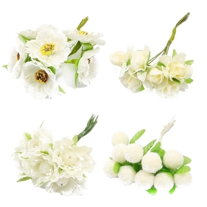 Four styles of cream-colored artificial flower stamens for DIY handmade jewelry crafts