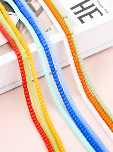 Macro shot of 8mm colorful smooth cylinder glass beads for DIY jewelry making