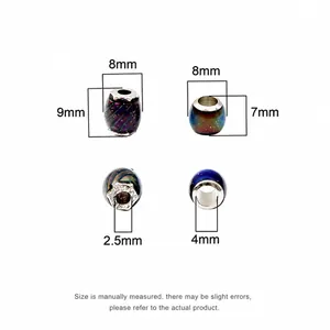 Starry resin mood beads with large holes and alloy edges for DIY jewelry making