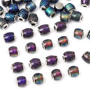Thermochromic resin large hole beads with silver metal core for DIY jewelry making