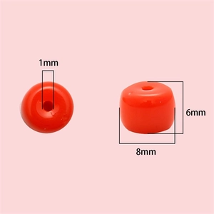 Polished 8mm red barrel shape glass beads with 1mm hole for DIY jewelry making