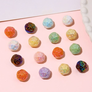 Acrylic Iridescent Loose Beads Weaving Ball Shape Flower Texture Pearlescent DIY Jewelry Making Spacer Beads For Bracelet