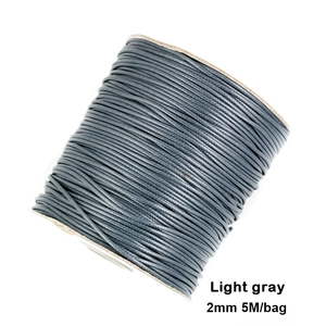 Cordon ciré gris clair 2mm pour bijoux DIY sur bobine de carton, 5 mètres