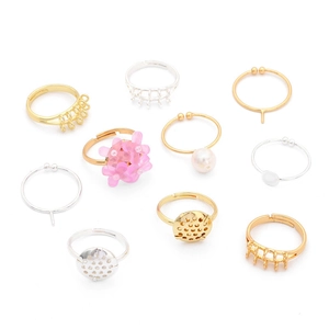 Variety of 14K gold and silver plated DIY ring bases and jewelry making components
