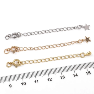 14K/18K gold plated jewelry extender chains in gold, silver, and rose gold finishes