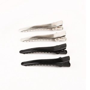 Set of four metal alligator hair clips in black and silver finishes for DIY styling