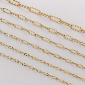 Detaillierter Vergleich von fünf Größen vergoldeter 14K Paperclip-Gliederketten