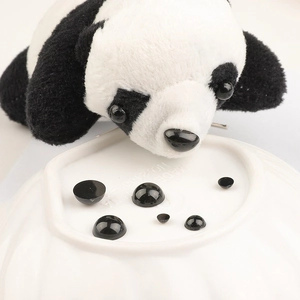 Polished black acrylic semi-round safety eyes for DIY plush animals in various sizes