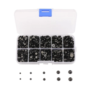 Acrylic semi-round cartoon animal eyes set in a 10-compartment storage box for DIY crafts