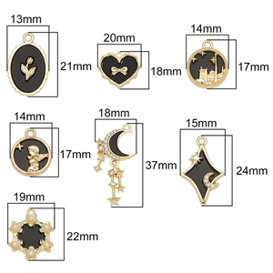 Exquisite vintage gold alloy and black oil pendants for DIY jewelry making in various designs