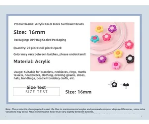 Detail showing 16mm acrylic sunflower beads for DIY jewelry and hair accessories