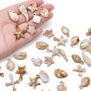 DIY acrylic marine life charms with amber marble texture for earrings and necklaces