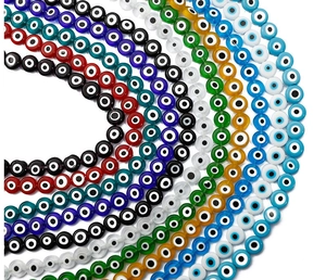 Flache runde Evil Eye Perlen in verschiedenen Farben für DIY handgefertigten Schmuck