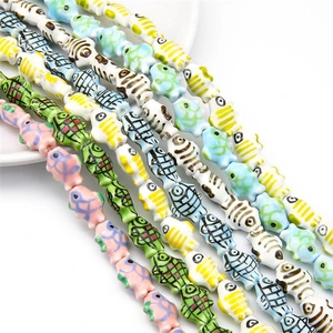 Hand-painted colorful ceramic fish beads for DIY jewelry necklaces and bracelets