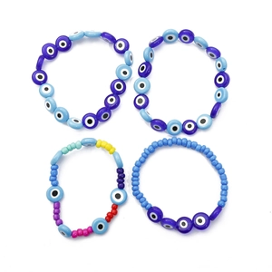 Flache runde blaue Glasperlen-Armbänder für handgefertigten DIY-Schmuckbau