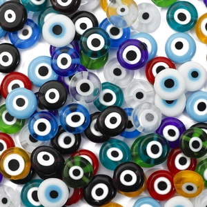 Flache runde Glasperlen mit bösem Blick in verschiedenen Farben für DIY-Armbandherstellung