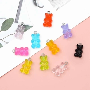 Bunte Harz-Bärenanhänger mit Metallösen für DIY-Schmuckherstellung und Armbänder