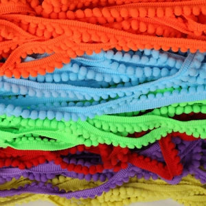 Colorful 10mm pom pom trim fringe for handmade DIY crafts and garment decoration