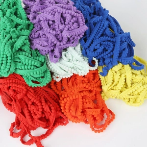 Colorful Handmade Embroidered Pom Pom Fringe Trim Ribbon For DIY Sewing Craft Clothing Home Decor Decoration Accessory