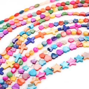 Colorful natural shell beads in heart and star shapes for DIY jewelry making
