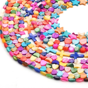 Colorful natural mother-of-pearl shell beads in various shapes for DIY jewelry making