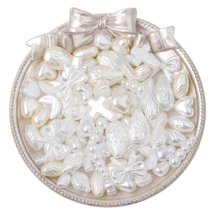 Mix of ABS irregular faux pearl beads in heart star and cross shapes for DIY jewelry