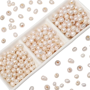 Natural freshwater pearl loose beads for DIY jewelry making in elegant white ceramic tray