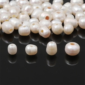 Natural freshwater pearl beads with creamy white luster for DIY jewelry making and necklaces