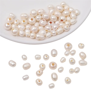 Irregular natural freshwater pearls in milky white for handmade jewelry DIY projects