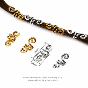 Gold- und Silberlegierung Schlangenform Haarspiralen für Zöpfe, Länge 23mm Breite 10mm