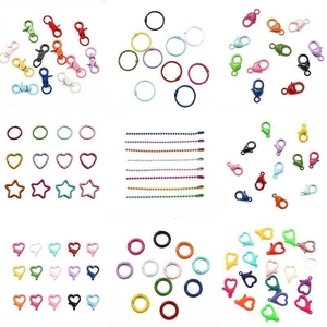Colorful painted alloy spring clasps and heart buckles for DIY jewelry making kits