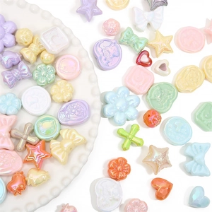 Iridescent Macaron Acrylic Beads Mixed Shapes Heart Star Flower Bow Animals DIY Jewelry Making Craft Accessories Loose Beads