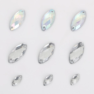 Flatback horse-eye acrylic rhinestones with double holes for DIY jewelry and sewing