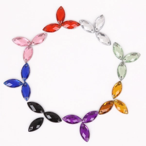 Colorful marquise cut acrylic rhinestones with double holes for DIY sewing on clothing