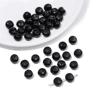 Perles en acrylique noir de 10mm pour la création de colliers et bracelets DIY
