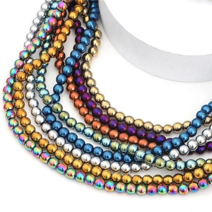 Perle tonde in metallo lucido galvanizzato multicolore per creazione gioielli DIY