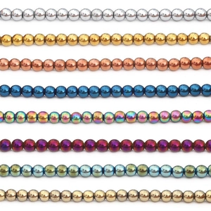 Perle tonde metalliche multicolore per gioielli fai-da-te in oro, argento e oro rosa