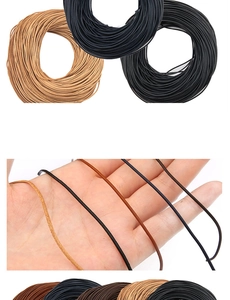 Close-up of assorted earth-tone faux leather cords for DIY jewelry and bracelet making