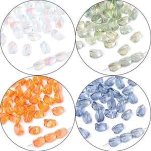 Cuentas de cristal de vidrio retorcidas en cuatro colores para bisutería artesanal