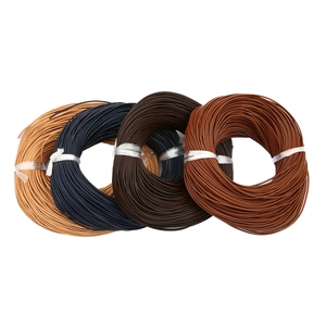 Set of four colorful round faux leather cords for DIY jewelry making and hair accessories
