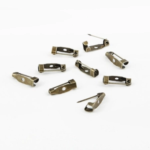 Nine pieces of vintage bronze alloy brooch pins with 3-hole base for DIY jewelry making