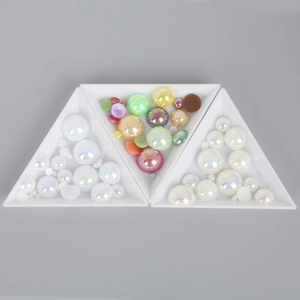 Mixed size AB iridescent flatback half pearls in colorful assortment for DIY crafts